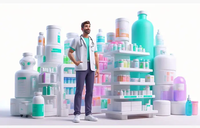 Medicines Inventory Concept Professional 3D Illustration
